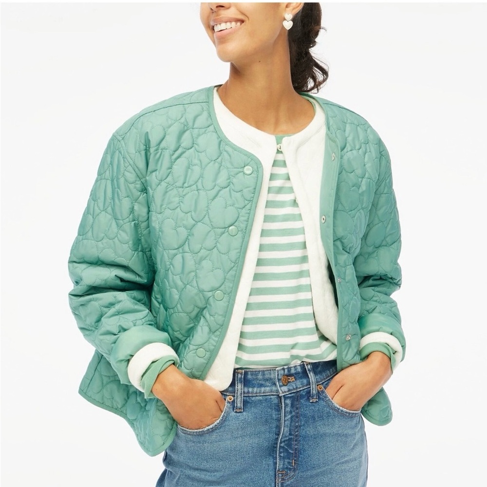 J.Crew Aventurine Lightweight Quilted Heart Puffer Jacket B05